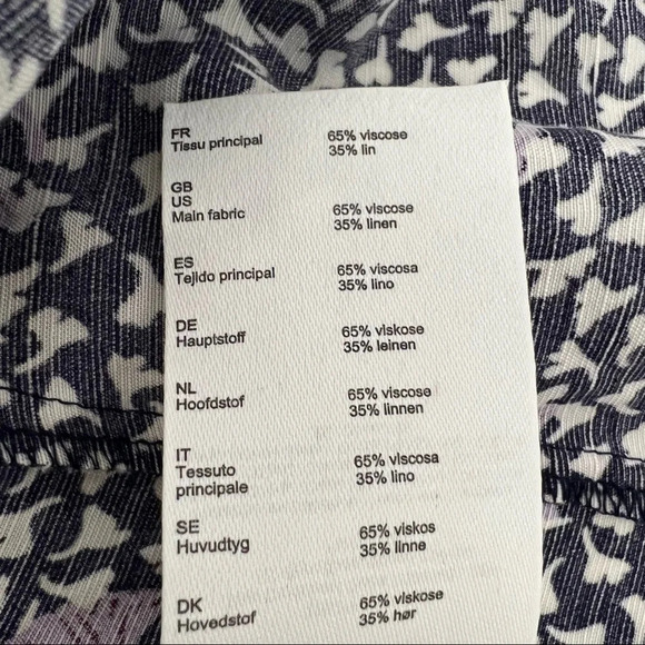 Maje Rappa Floral Print Smocked Puff Sleeve Dress Pockets Navy Purple Size M - Picture 11 of 14